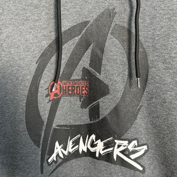 Marvel Avengers Gray Graphic Design Pullover Fleece Face Mask Hoodie Small - Picture 2 of 14
